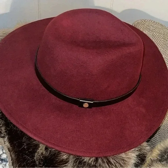 ALL SAINTS Designer Women’s Wool Logo Rivet Lux Fedora Wide Brim Hat - Picture 3 of 15